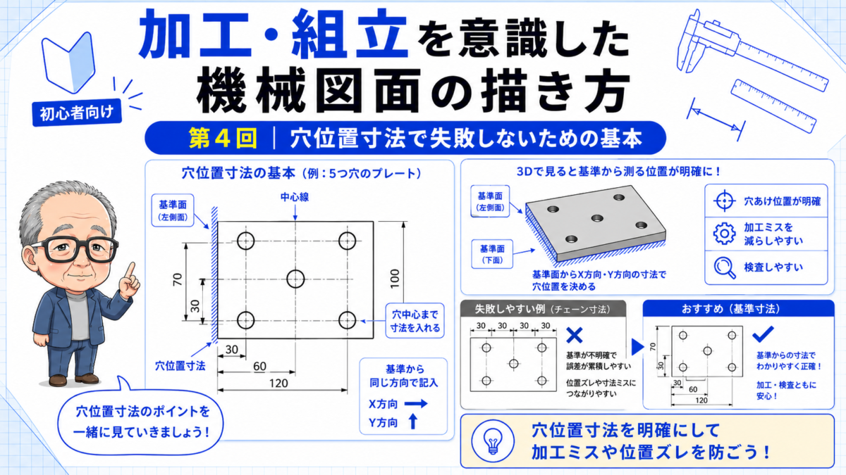 加工・組立を意識した機械図面の描き方　第4回