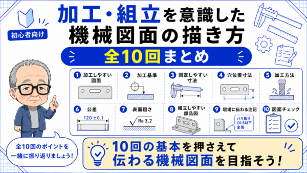 加工・組立を意識した機械図面の描き方｜全10回まとめ