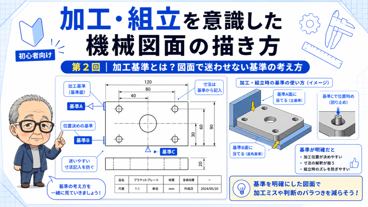 加工・組立を意識した機械図面の描き方　第２回