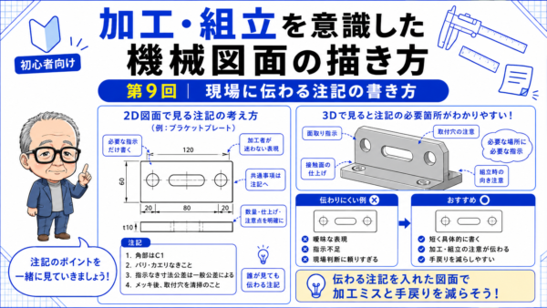 加工・組立を意識した機械図面の描き方　第9回